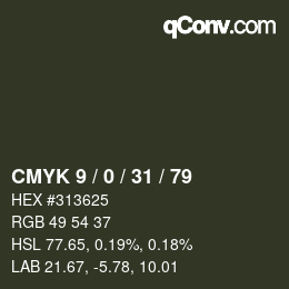 Color code: CMYK 9 / 0 / 31 / 79 | qconv.com