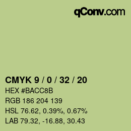 カラーコード: CMYK 9 / 0 / 32 / 20 | qconv.com