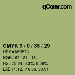 颜色代码: CMYK 9 / 0 / 35 / 29 | qconv.com