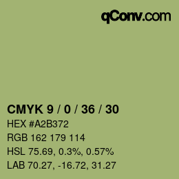 颜色代码: CMYK 9 / 0 / 36 / 30 | qconv.com