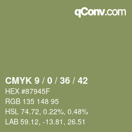 カラーコード: CMYK 9 / 0 / 36 / 42 | qconv.com