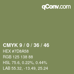 颜色代码: CMYK 9 / 0 / 36 / 46 | qconv.com