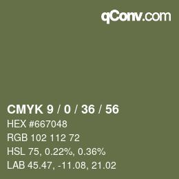 Color code: CMYK 9 / 0 / 36 / 56 | qconv.com