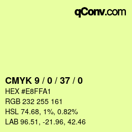 カラーコード: CMYK 9 / 0 / 37 / 0 | qconv.com