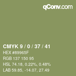 カラーコード: CMYK 9 / 0 / 37 / 41 | qconv.com