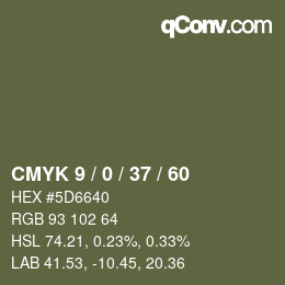 カラーコード: CMYK 9 / 0 / 37 / 60 | qconv.com