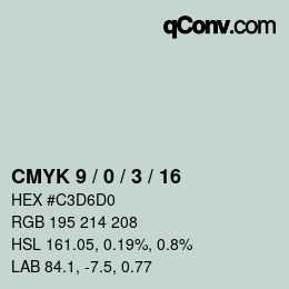 Color code: CMYK 9 / 0 / 3 / 16 | qconv.com