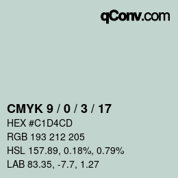 Color code: CMYK 9 / 0 / 3 / 17 | qconv.com