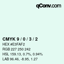 颜色代码: CMYK 9 / 0 / 3 / 2 | qconv.com