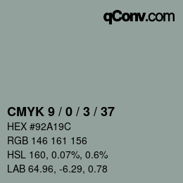 Color code: CMYK 9 / 0 / 3 / 37 | qconv.com
