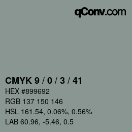 Color code: CMYK 9 / 0 / 3 / 41 | qconv.com