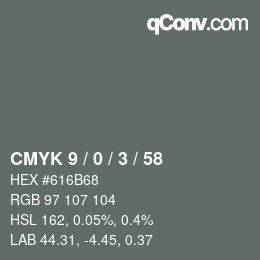 颜色代码: CMYK 9 / 0 / 3 / 58 | qconv.com