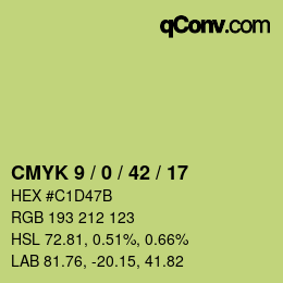 Farbcode: CMYK 9 / 0 / 42 / 17 | qconv.com