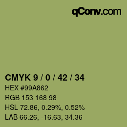 颜色代码: CMYK 9 / 0 / 42 / 34 | qconv.com