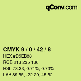 カラーコード: CMYK 9 / 0 / 42 / 8 | qconv.com