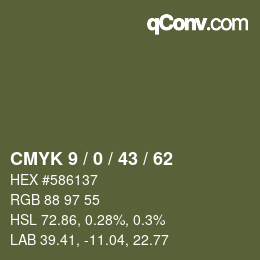 Color code: CMYK 9 / 0 / 43 / 62 | qconv.com