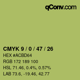 Color code: CMYK 9 / 0 / 47 / 26 | qconv.com