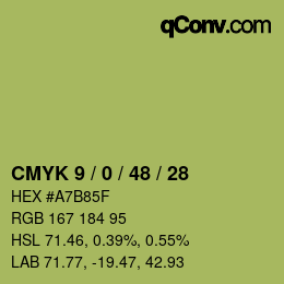 カラーコード: CMYK 9 / 0 / 48 / 28 | qconv.com