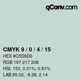 颜色代码: CMYK 9 / 0 / 4 / 15 | qconv.com