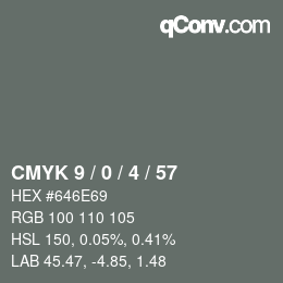 Color code: CMYK 9 / 0 / 4 / 57 | qconv.com