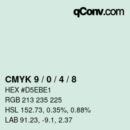 カラーコード: CMYK 9 / 0 / 4 / 8 | qconv.com