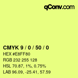 カラーコード: CMYK 9 / 0 / 50 / 0 | qconv.com