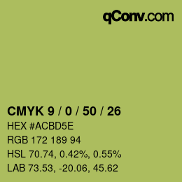 颜色代码: CMYK 9 / 0 / 50 / 26 | qconv.com