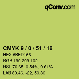 Color code: CMYK 9 / 0 / 51 / 18 | qconv.com