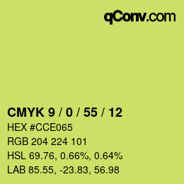 颜色代码: CMYK 9 / 0 / 55 / 12 | qconv.com