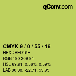 Farbcode: CMYK 9 / 0 / 55 / 18 | qconv.com