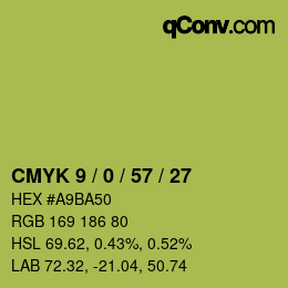 Color code: CMYK 9 / 0 / 57 / 27 | qconv.com