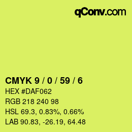 Farbcode: CMYK 9 / 0 / 59 / 6 | qconv.com