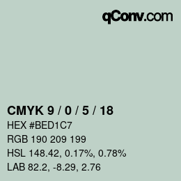 カラーコード: CMYK 9 / 0 / 5 / 18 | qconv.com