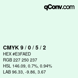 颜色代码: CMYK 9 / 0 / 5 / 2 | qconv.com