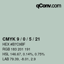 Color code: CMYK 9 / 0 / 5 / 21 | qconv.com