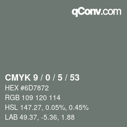 Color code: CMYK 9 / 0 / 5 / 53 | qconv.com