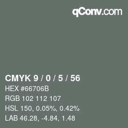 颜色代码: CMYK 9 / 0 / 5 / 56 | qconv.com