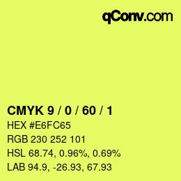 カラーコード: CMYK 9 / 0 / 60 / 1 | qconv.com