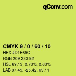 カラーコード: CMYK 9 / 0 / 60 / 10 | qconv.com