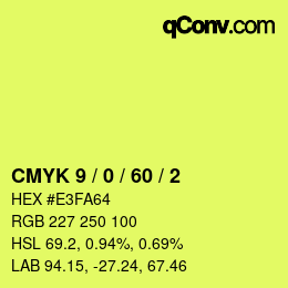 颜色代码: CMYK 9 / 0 / 60 / 2 | qconv.com