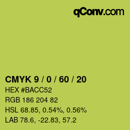 颜色代码: CMYK 9 / 0 / 60 / 20 | qconv.com