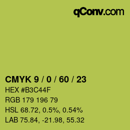 カラーコード: CMYK 9 / 0 / 60 / 23 | qconv.com