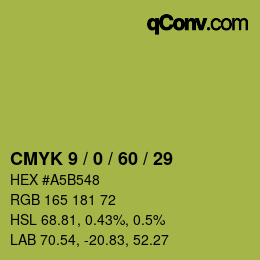 カラーコード: CMYK 9 / 0 / 60 / 29 | qconv.com