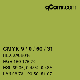 颜色代码: CMYK 9 / 0 / 60 / 31 | qconv.com