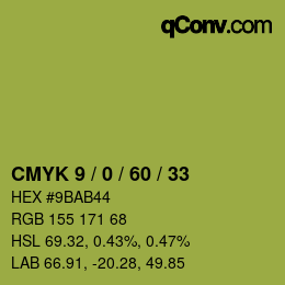 カラーコード: CMYK 9 / 0 / 60 / 33 | qconv.com