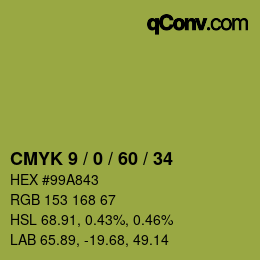 颜色代码: CMYK 9 / 0 / 60 / 34 | qconv.com
