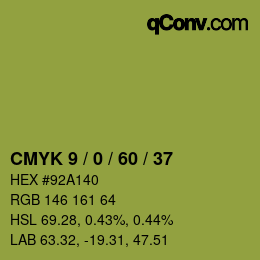 カラーコード: CMYK 9 / 0 / 60 / 37 | qconv.com
