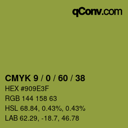 カラーコード: CMYK 9 / 0 / 60 / 38 | qconv.com
