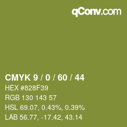 颜色代码: CMYK 9 / 0 / 60 / 44 | qconv.com