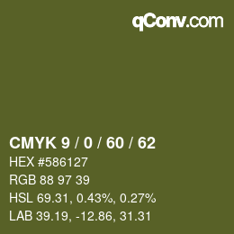 颜色代码: CMYK 9 / 0 / 60 / 62 | qconv.com